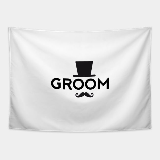 Groom t-shirt with hat and mustache Tapestry by beakraus