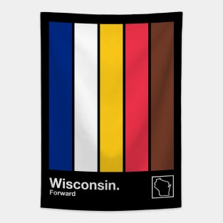 Wisconsin State Flag // Original Minimalist Artwork Poster Design Tapestry