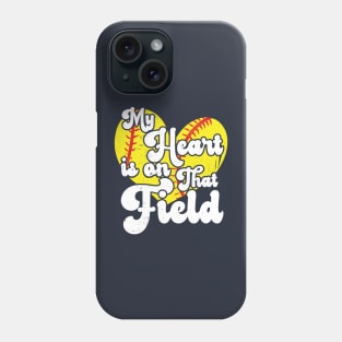 funny My Heart is on That Field softball baseball mom dad Phone Case