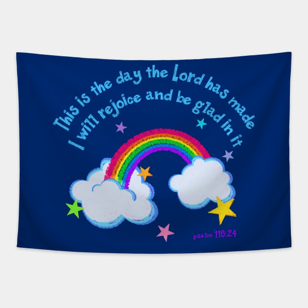 Rejoice in the Lord, Rainbow Art Tapestry by AlondraHanley