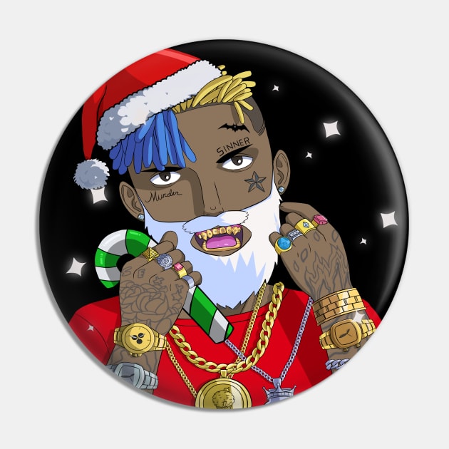 Black Santa Claus Gangster Christmas Pin by Noseking