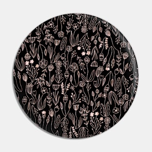 Black Rose Gold Floral Pattern Pin