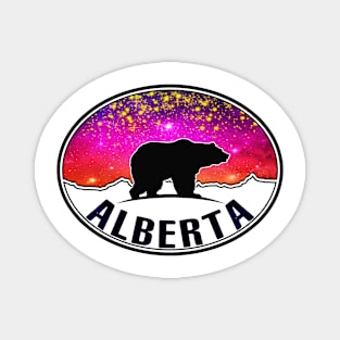 Alberta Canada Northern Lights Bear Starry Night Mountains Magnet