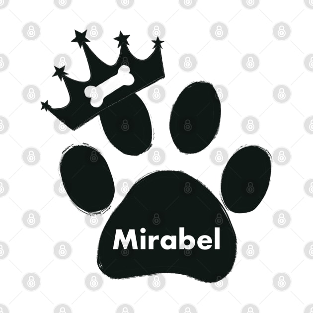 Mirabel name made of hand drawn paw prints by GULSENGUNEL