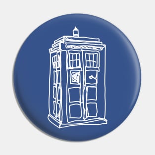 Bad Line Art Tardis In White Pin