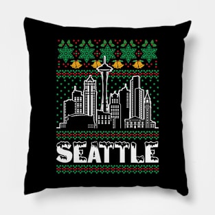 Seattle Washington Ugly Christmas Pillow