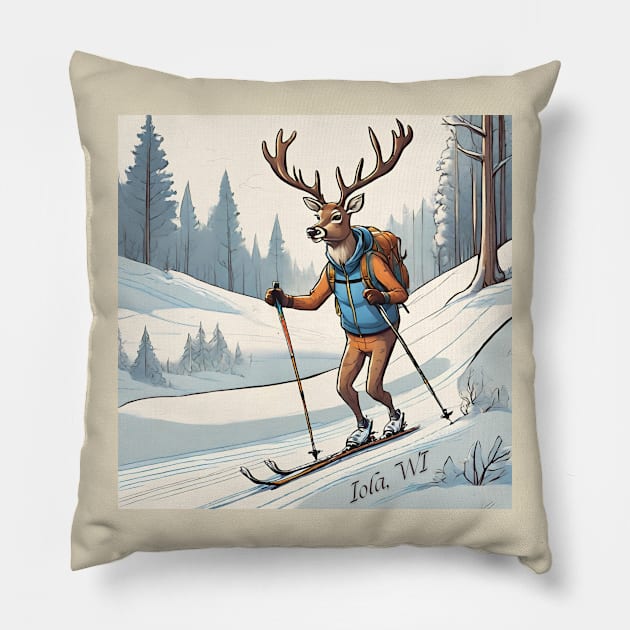 Cross Country Skier Pillow by Magic Acorn Records