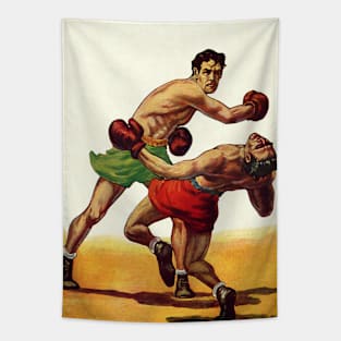 Vintage Sports Boxing, Boxers in a Fight Tapestry