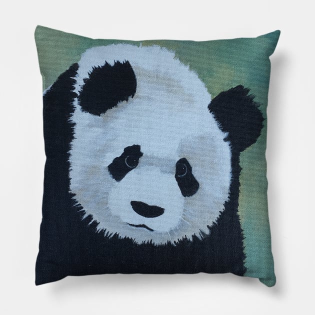 Panda painting Pillow by UncleDave