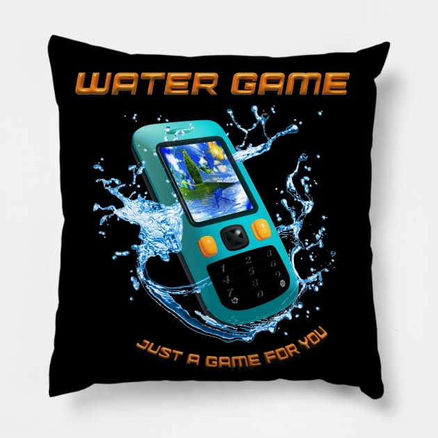 Frutiger Aero Watergame Design Pillow by Cyber Cyanide