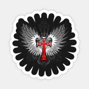 Red Cross with Wings Magnet