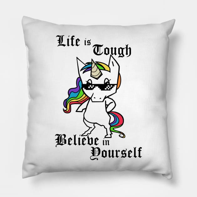 Tought Unicorn Pillow by Zefkiel