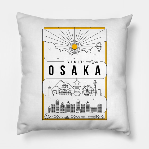 Osaka Minimal Lineal Poster Pillow by kursatunsal