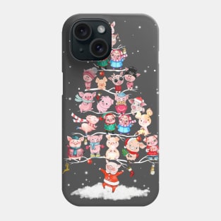 Winter Pig Tree Snow Merry Christmas. Phone Case