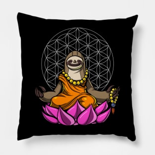 Sloth Buddha Zen Yoga Meditation Flower Of Life Pillow