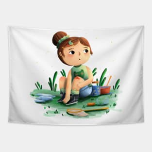 Froggy Girl Tapestry