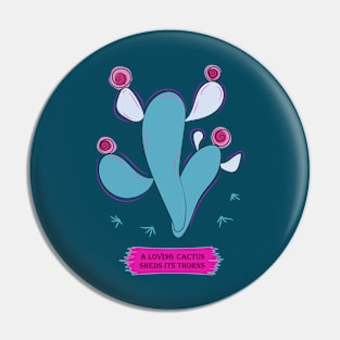 Blue bald cactus Pin