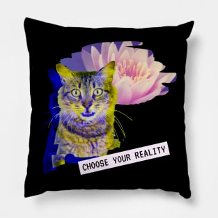 Katze Lotus Reality Glitch Techno Party Vaporwave Pillow