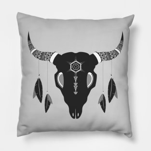 bohemian cattle skull Pillow