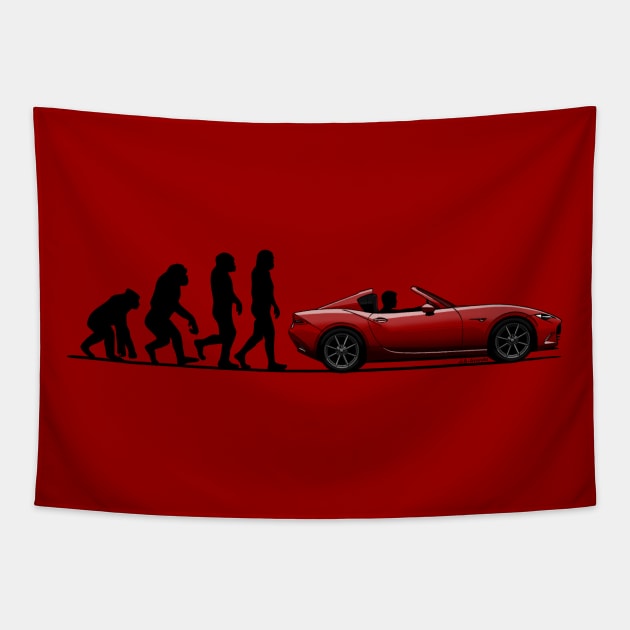 The evolution from monkey to the coolest driver! Tapestry by jaagdesign