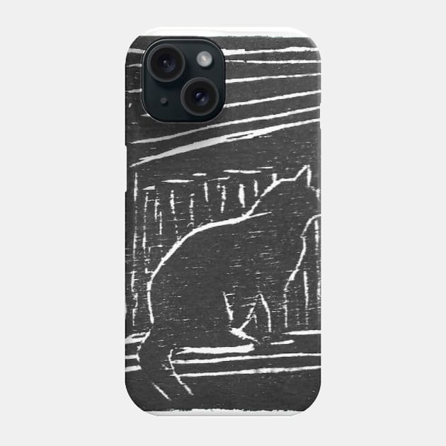 Window Cat (Black) Phone Case by Hokusai's Kitten