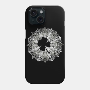 White Mandala Circle Four Leaf Clover Phone Case