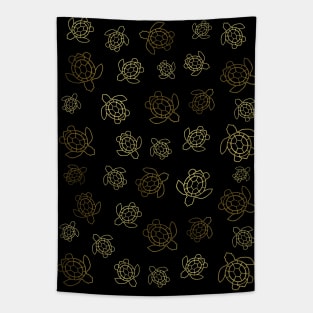 BLACK And Gold Sea Turtle Love Tapestry