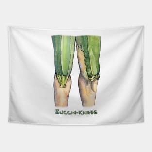 Quirky Zucchi-knees Pun Painting, Zucchini Gardener Tapestry