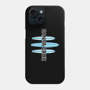 Santa Cruz Logo Sticker California with Three Surf Boards Blue Phone Case