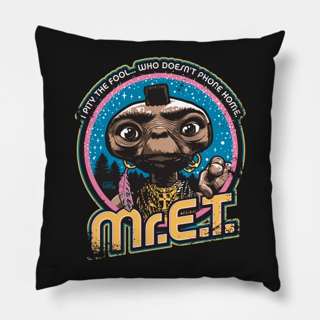 Mr. E.T. - 80s Retro Vintage Mash-Up Pillow by Captain_RibMan