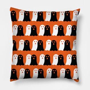 Cute Halloween Ghosts - Black and Orange Pillow