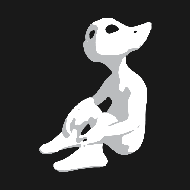 Curious Alien / Elf with pointy ears looks up (white and grey) - ORENOB logo by ORENOB