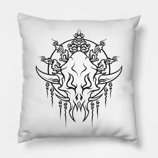 Skull Head with Balinese Carving Style Pillow