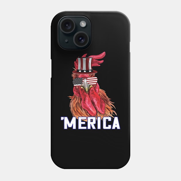 Merica Funny chicken 4th of july celebration gift Phone Case by DODG99