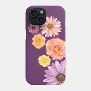 Spring Bouquet Flowers Purple Daisies and Antique Roses (Apparel Version) Phone Case