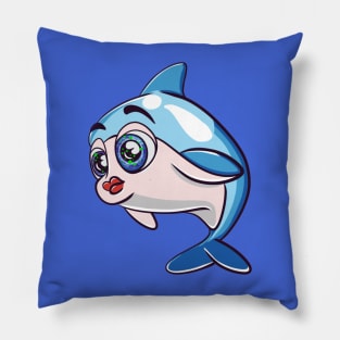 Kawaii Dolphin Nancy with Galaxy Sparkling Eyes Pillow