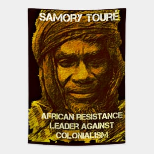 African History Samory Touré Resistance Leader Against Colonialism Yellow Tapestry