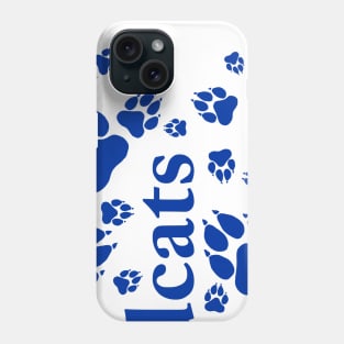 Wildcats Paw Prints Pattern Blue on White Digital Design Phone Case