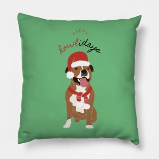Happy Howlidays with Santa English Staffordshire Bull Terrier Pillow