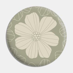 Marsh Mallow Doodle Flower Beige and Sage Green Pin