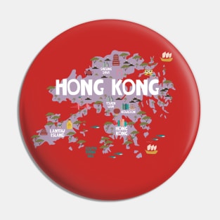 Hong Kong illustrated map Pin