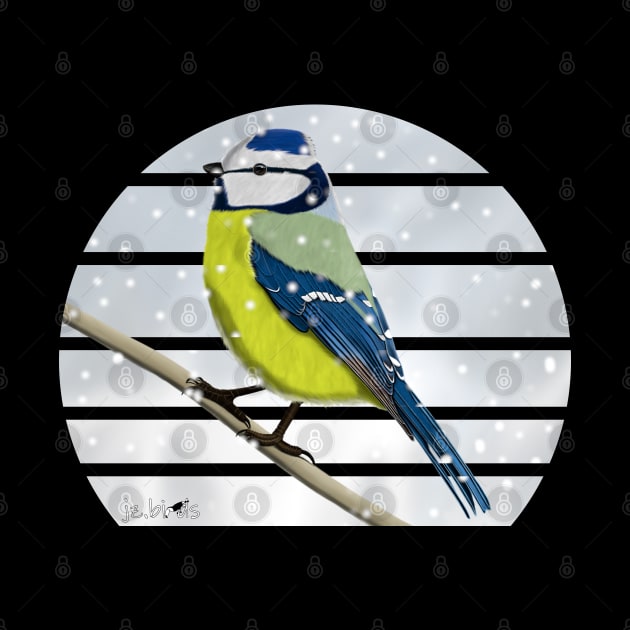 Blue Tit Winter Snow Bird Watching Birding Ornithologist Gift by jzbirds