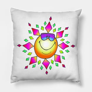 Smiling Sunglasses Sun Children's Rainbow Cartoon Shirt Pillow