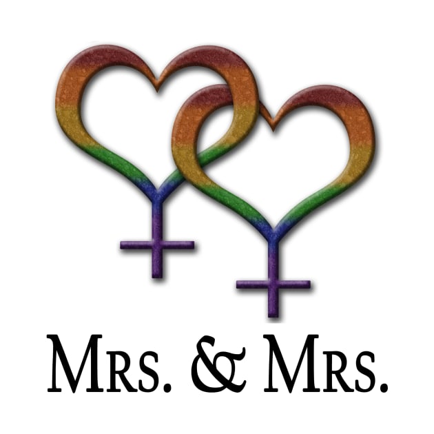 Mrs. and Mrs. Lesbian Pride Interlinking Female Gender Symbols by LiveLoudGraphics