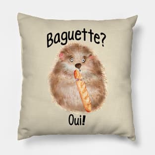 Fluffy Hamster with a Baguette design Pillow