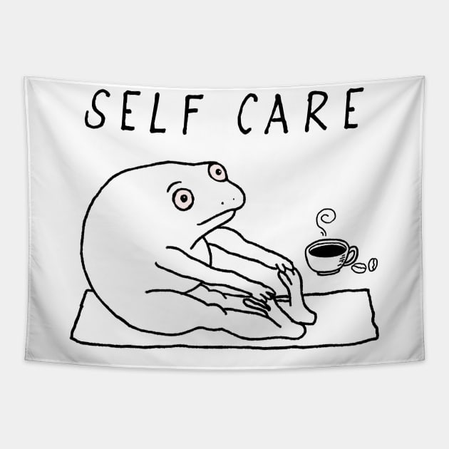 Funny Frog Self Care yoga Tapestry by MasutaroOracle