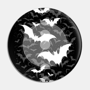 Flying Bats Attack, Goth Pattern, Halloween, bats, horror sticker, gothic design Pin