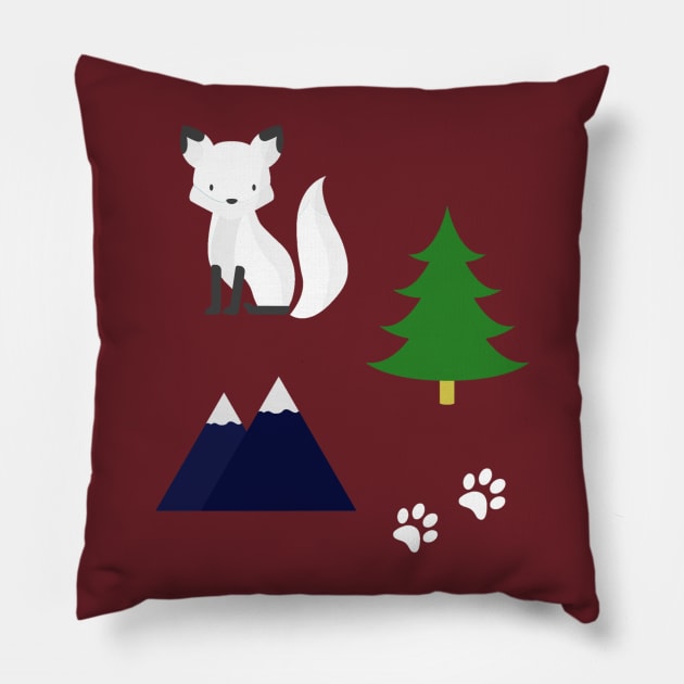 Arctic Fox - Winter Pattern Pillow by LukjanovArt