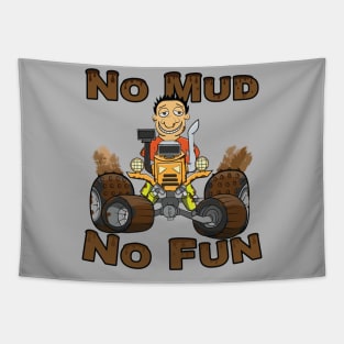 No Mud No Fun Off Road Tractor Orange Tapestry