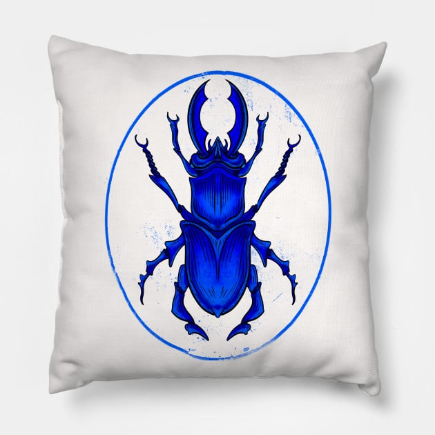 Bleu Beetle, scientific illustration drawing Pillow by Yety